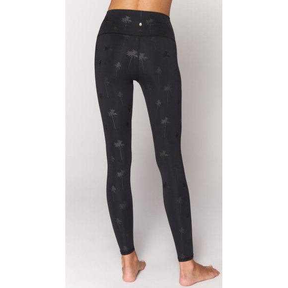 Spiritual Gangster Intent Tonal Palm High Waist Rise Legging Trees Skinny Tights - Picture 2 of 11